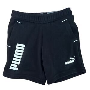 PUMA Boys size 5 Black Sweat Shorts Stretch Waist - NWT
